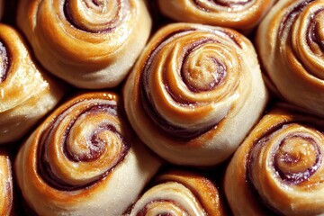 Sticker - Sweet cinnamon buns with shiny crust and viscous caramel cream, created with generative ai