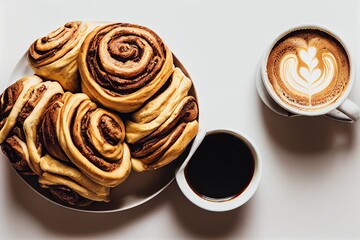 Sticker - Fresh aromatic cinnamon buns as dessert for coffee, created with generative ai