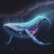 A Baby Whale Swimming Through A Galaxy Hyperdetailed Hype