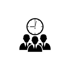 Sticker - People waiting icon. Group of people with clock icon isolated on transparent background