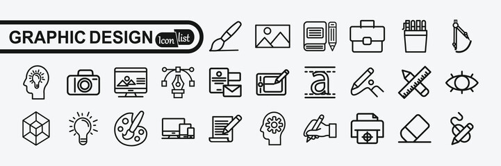 Minimal Graphic Design related icon set.
