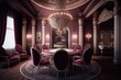 high-roller casino with luxurious and opulent decor, including velvet curtains and chandeliers, created with generative ai