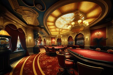 luxurious casino, with rich colors and gold accents, bringing fortune and prosperity, created with g