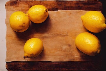 Wall Mural - Citrus for homemade cake on wooden table lemon cake, created with generative ai