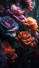 A Photographic Masterpiece: Vibrant Roses Illuminated By Sunlight - Generative Ai