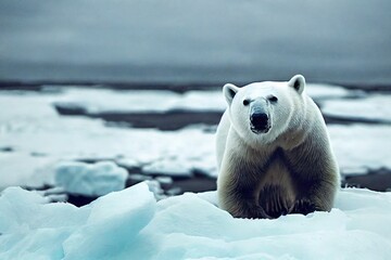 Wall Mural - Large polar polar bear animals in Arctic, created with generative ai