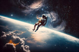 Fototapeta Sport - Astronaut in the wonderful space of galaxy. Generative AI