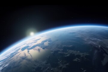 Poster - Planet Earth in space 3D rendering. Generative ai