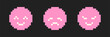 Pink and White Emo Pixel 8bit Smileys Set. Happy, smiling, sad, crying and angry emojies, emotions. Brutalism (Full vector)