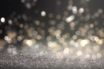 Poster - Abstract grey glitter bokeh background. Generative AI