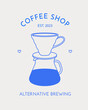 Coffee logo template. Pour over. Line art. Vector illustration for coffee shops, cafes, and restaurants.