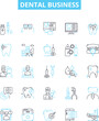 © Nina - Dental business vector line icons set. Dentistry, Oral, Hygiene, Teeth, Orthodontics, Endodontics, Prosthodontics illustration outline concept symbols and signs