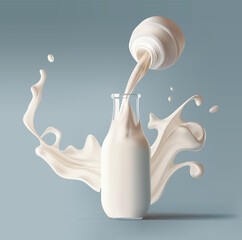 Wall Mural - Vector illustration of fresh milk with a splash