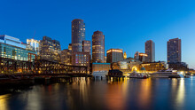 Boston Waterfront At Dawn, Boston, Massachusetts, New England
