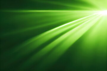 Canvas Print - Green leaf blurred background with bright divergent spring rays of sun, created with generative ai