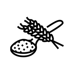 Canvas Print - flour spoon wheat line icon vector illustration