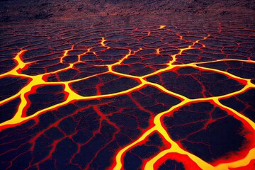 Sticker - Surface of earth is completely covered with burning lava texture, created with generative ai