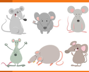 Wall Mural - funny cartoon mice animals species characters set