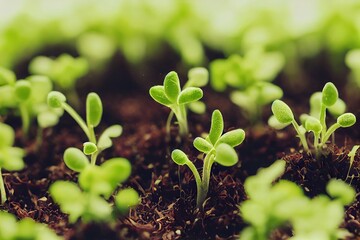 Poster - Cultivation of organic microgreens in greenhouses and open ground, created with generative ai