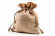 Tied burlap bag isolated on white background. Organic material. Textile - burlap sack. generative ai
