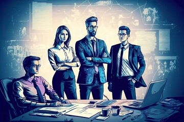 Wall Mural - Image of friendly teamwork and cooperation for successful business concept, created with generative ai