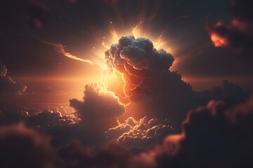 Wall Mural - sunrise created using ai generative technology