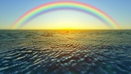 Wall Mural - rainbow over the sea