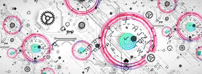 Aufkleber - Abstract technology concept. Circuit board, color background.