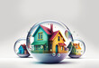 © ADDICTIVE STOCK - Colorful housing bubbles on white background