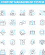 © Nina - Content management system vector line icons set. CMS, Content, Management, System, Creation, Publishing, Storage illustration outline concept symbols and signs
