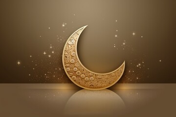 Sticker - Islamic greeting card design for Ramadan Kareem, with a crescent moon as the background