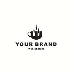 Wall Mural - coffee logo with letter W in black