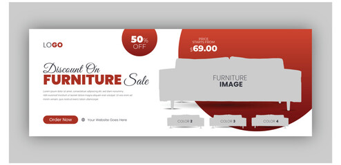 Wall Mural - Furniture sale social media facebook cover design template