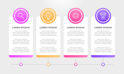 Colourful infographic steps with text boxes. Business concept with 4 steps.