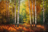 Fototapeta Las - Forest in autumn season, AI generated