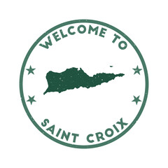 Poster - Welcome to Saint Croix stamp. Grunge island round stamp with texture in Turquoise Tortoise color theme. Vintage style geometric Saint Croix seal. Amazing vector illustration.