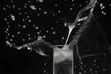 Fototapeta  - Woda i lodem, plusk, krople . Ilustracja wygenerowana przy użyciu AI