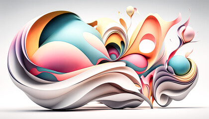 Wall Mural - a soft, dreamy swirls of colour dance against a white canvas - generative ai.