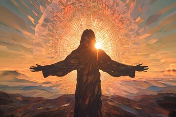 Resurrection of Jesus at Sunrise. Generative AI