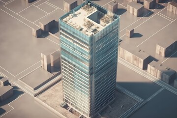 Exploring the concrete jungle: An aerial tour of the urban skyscrapers in the heart of downtown city, generative ai