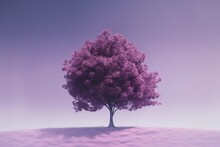  A Purple Tree In The Middle Of A Purple Field With A Purple Sky In The Background.  Generative Ai