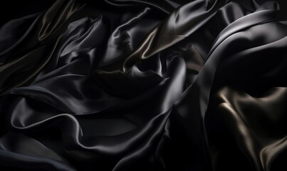 a close up of a black fabric with a black background. generative ai