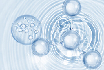 Wall Mural - molecule and bubble serum on water background