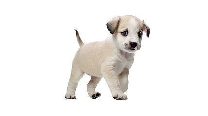 Cute puppy isolated on white transparent background png. Generative AI