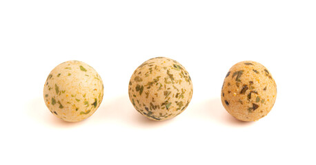 Wall Mural - Rice Cracker Ball with Seaweed on a White Background