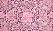  A Pink Lace With Flowers On A Pink Background Photo - Art Photo.  Generative Ai