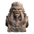 Ancient demonic idol on a white background, mysterious artifact with sinister appearance, symbol of dark forces and supernatural beliefs, generative ai