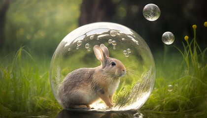 animal assamled with bubble