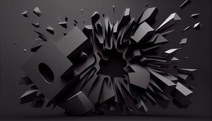 Canvas Print - Abstract 3D black Background . Generate Ai.