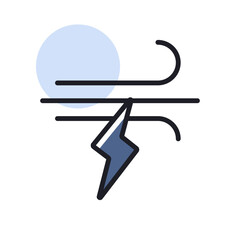 Wall Mural - Wind lightning vector flat icon. Weather sign